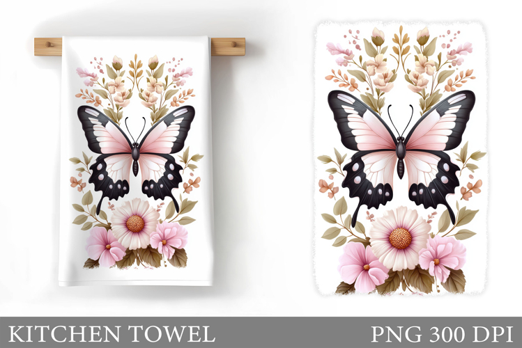 Butterfly Kitchen Towel Design. Butterfly Sublimation