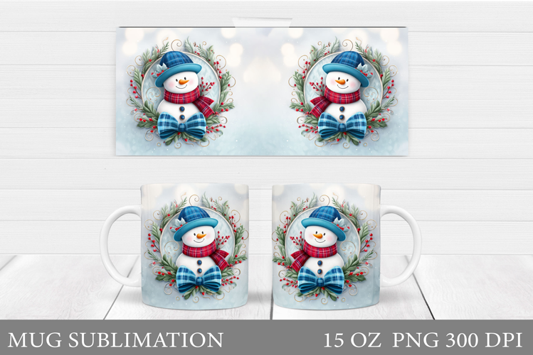 Cute Snowman Mug Design. Christmas Mug Sublimation
