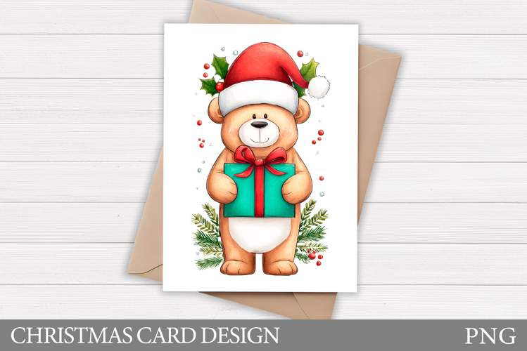 Christmas Bear Card Design. Christmas Card Printable