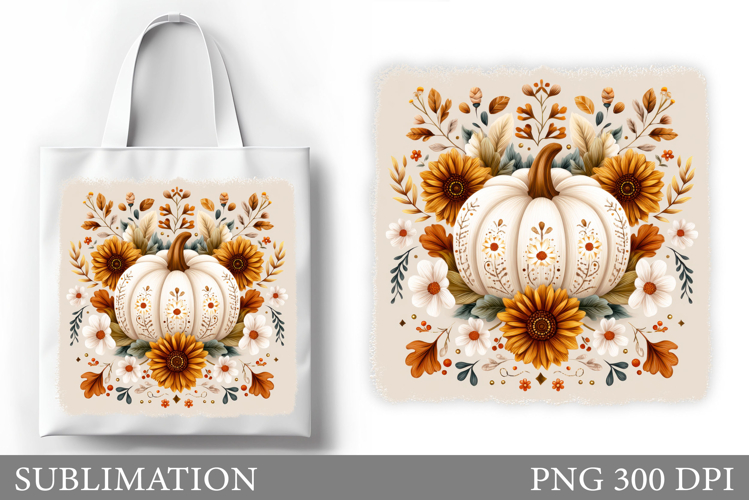Pumpkin Sublimation. Fall Pumpkin Tote Bag Design