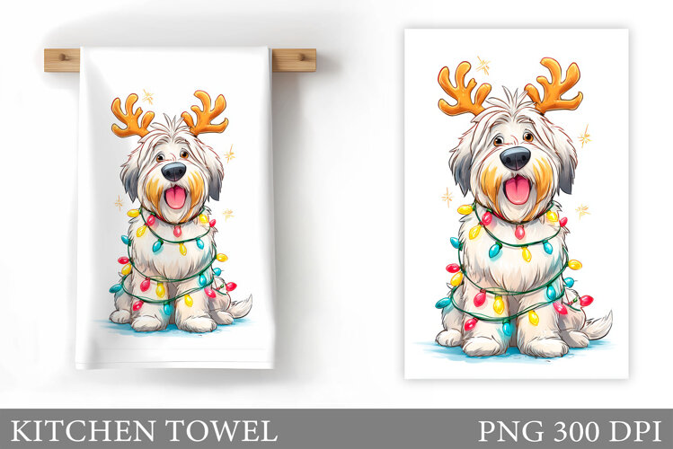 Christmas Dog Kitchen Towel. Christmas Kitchen Towel Design example image 1