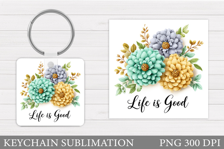 Flowers Keychain Design. Floral Keychain Sublimation