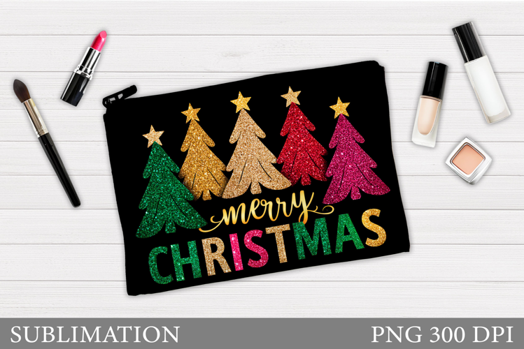 Merry Christmas Cosmetics Bag. Christmas Tree Makeup Bag