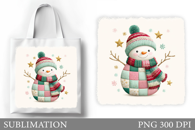 Snowman Tote Bag Sublimation. Christmas Tote Bag Design