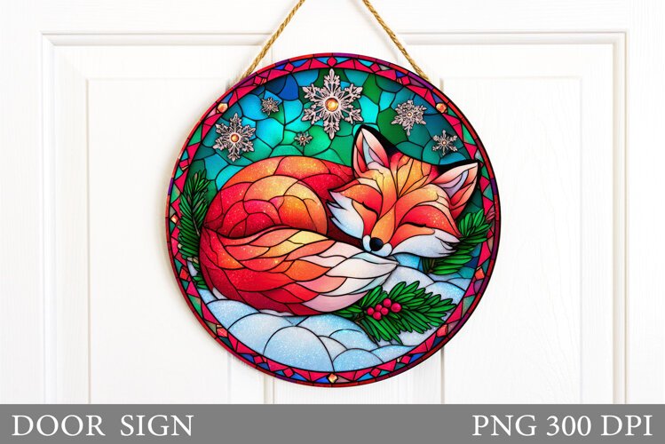 Fall Fox Door Sign Sublimation. Fall Door Sign Design example image 1