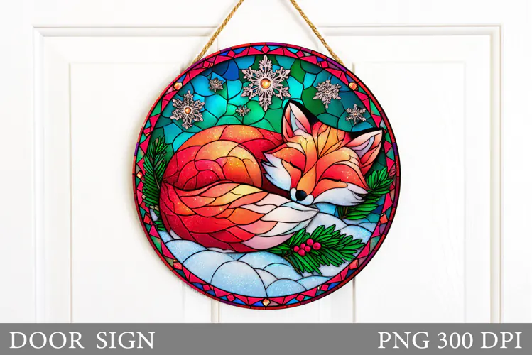 Fall Fox Door Sign Sublimation. Fall Door Sign Design