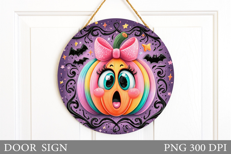Funny Pumpkin Door Sign. Halloween Door Sign Design