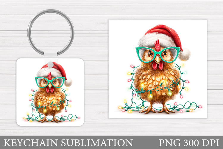 Christmas Chicken Keychain. Christmas Keychain Sublimation