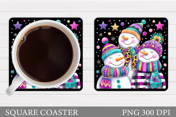 Snowman Coaster Design. Christmas Coaster Sublimation example image 1