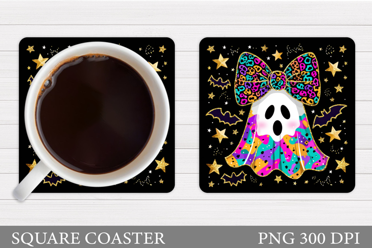 Cute Ghost Coaster Design. Cute Halloween Sublimation