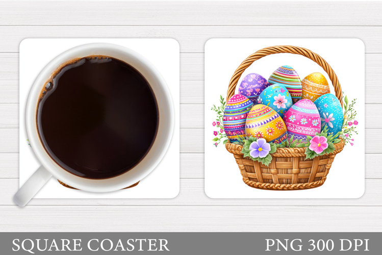 Easter Basket Coaster. Easter Eggs Coaster Sublimation