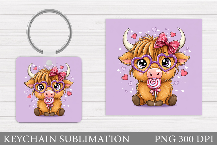 Valentines Cow Keychain. Valentine Keychain Design