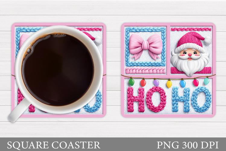 Cute Santa Coaster Sublimation. Santa Claus Coaster Design