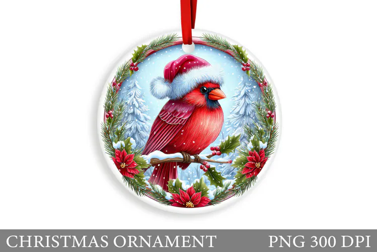 Cardinal Christmas Ornament. Christmas Bird Sublimation
