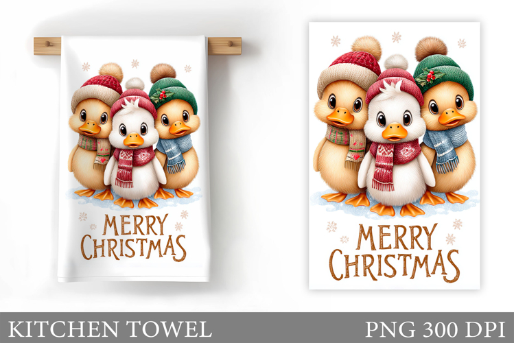Christmas Duck Kitchen Towel. Christmas Kitchen Towel Design