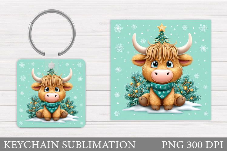 Christmas Cow Keychain Design. Christmas Cow Sublimation