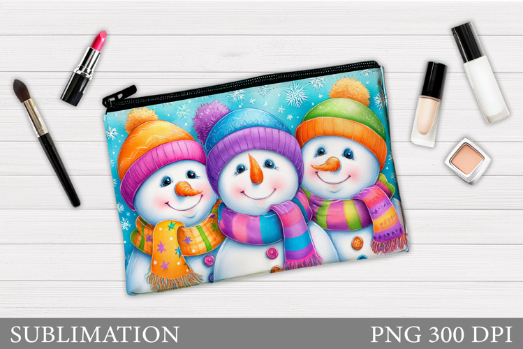 Snowman Cosmetics Bag. Christmas Makeup Bag Sublimation