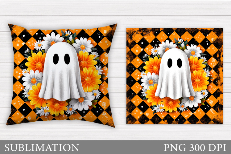 Cute Ghost Pillow Design. Halloween Pillow Sublimation example image 1