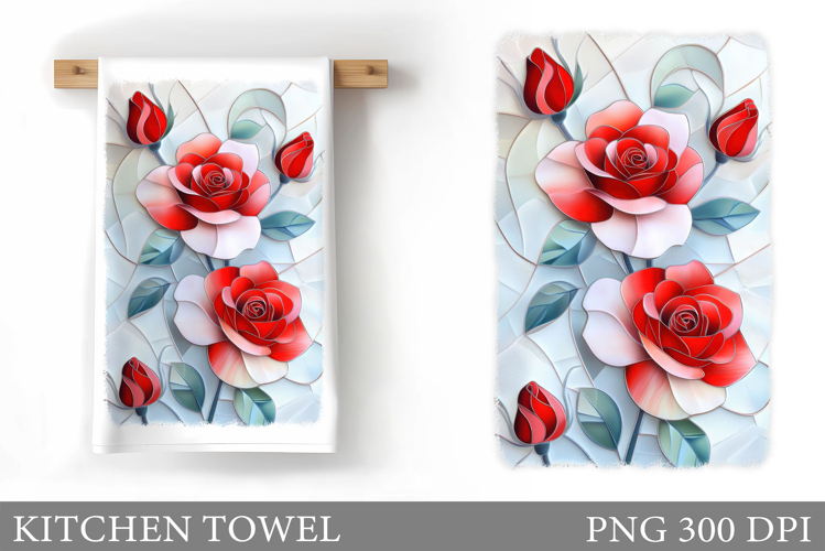 Roses Kitchen Towel. Flowers Kitchen Towel Design