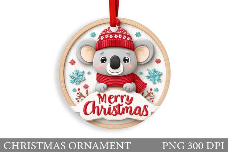 Cute Koala Christmas Ornament. Christmas Koala Sublimation