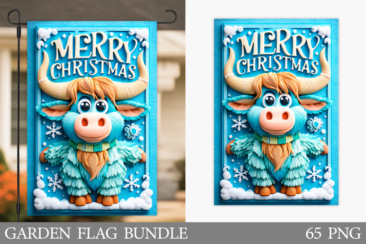 Christmas Cow Garden Flag. Christmas Garden Flag Sublimation