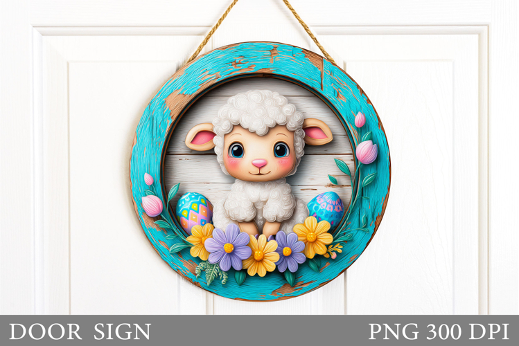 Easter Lamb Door Sign Design. Easter Door Sign Sublimation