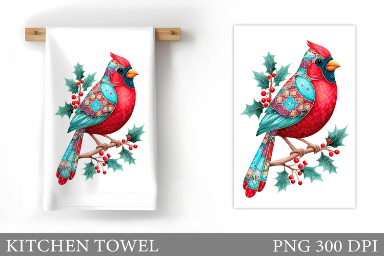 Christmas Cardinal Kitchen Towel. Christmas Kitchen Towel