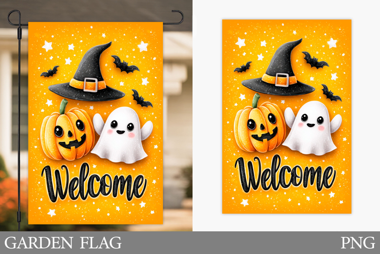 Welcome Garden Flag. Cute Halloween Garden Flag Design
