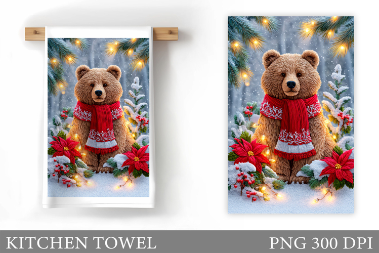 Christmas Bear Kitchen Towel. Christmas Kitchen Towel Design