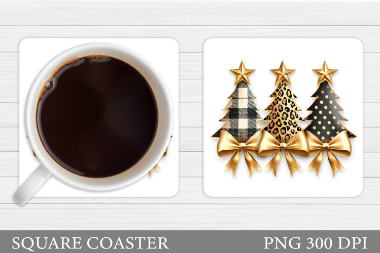 Christmas Tree Coaster Design. Merry Christmas Coaster