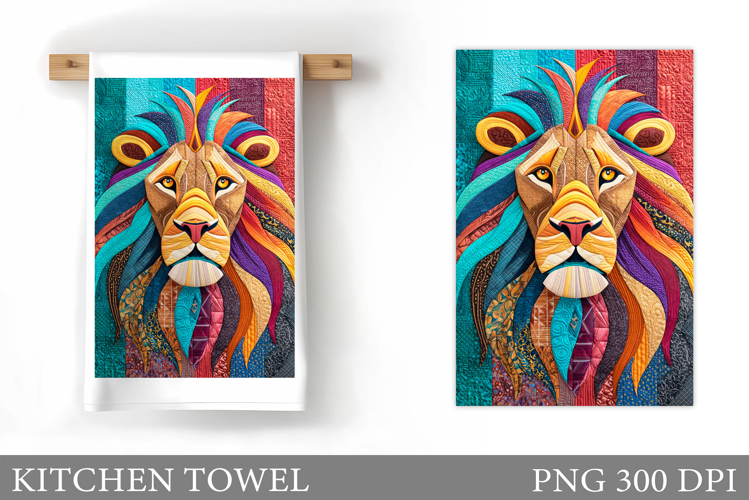 Lion Kitchen Towel Design. Kitchen Towel Sublimation