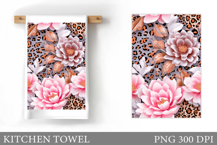 Floral Kitchen Towel Design. Flowers Kitchen Towel example image 1