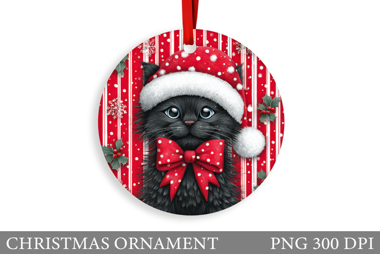Cute Cat Christmas Ornament. Winter Cat Christmas Ornament