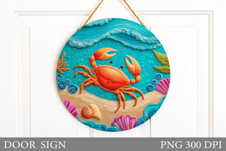 Crab Door Sign Sublimation. Sea Door Sign Design