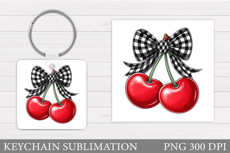 Cherry Keychain Design. Cherries Keychain Sublimation