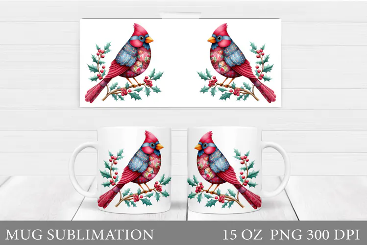 Cardinal Mug Design. Christmas Mug Sublimation