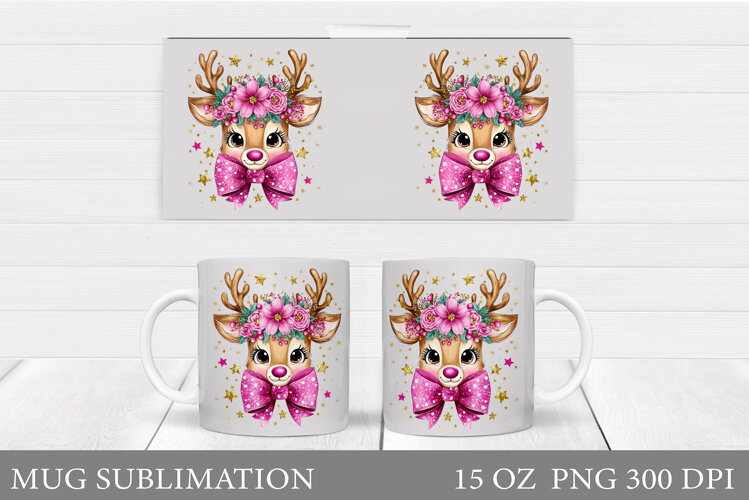 Christmas Deer Mug Design. Cute Deer Mug Sublimation example image 1