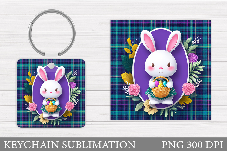 Easter Bunny Keychain Design. Easter Keychain Sublimation