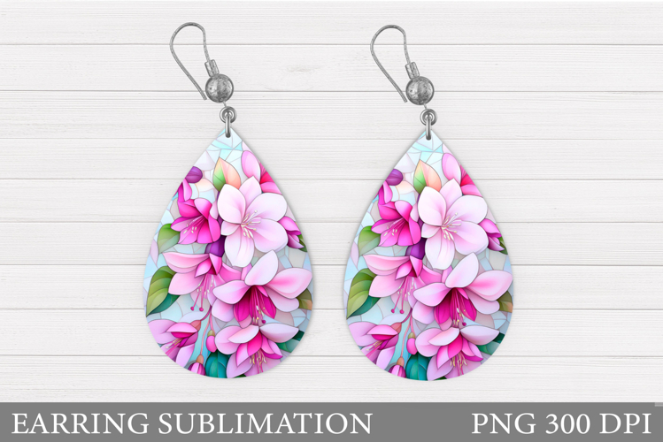 Flowers Teardrop Earring. Wildflowers Earring Sublimation