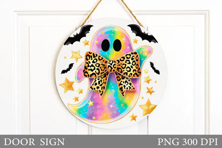 Cute Ghost Door Sign Design. Halloween Door Sign Sublimation