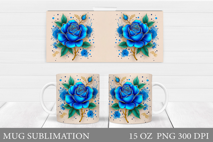 Rose Mug Sublimation. Rose Mug Wrap Design