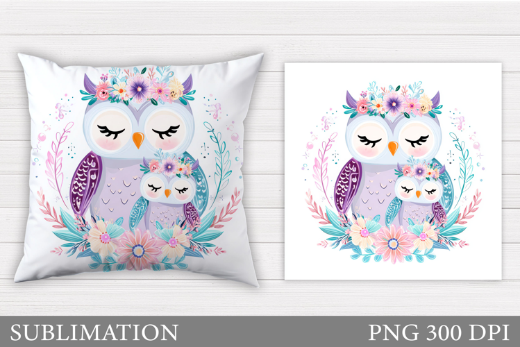 Cute Owls Pillow Design. Cute Owl Sublimation
