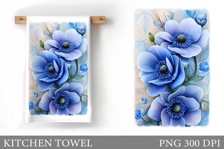 Flowers Kitchen Towel. Floral Kitchen Towel Sublimation example image 1