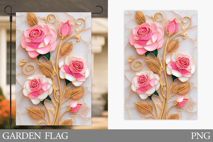 Roses Garden Flag Design. Flowers Garden Flag Sublimation