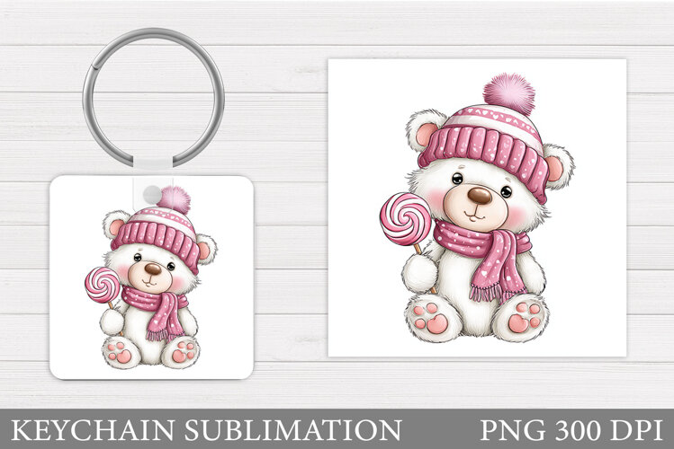 Valentines Bear Keychain. Valentines Keychain Sublimation example image 1