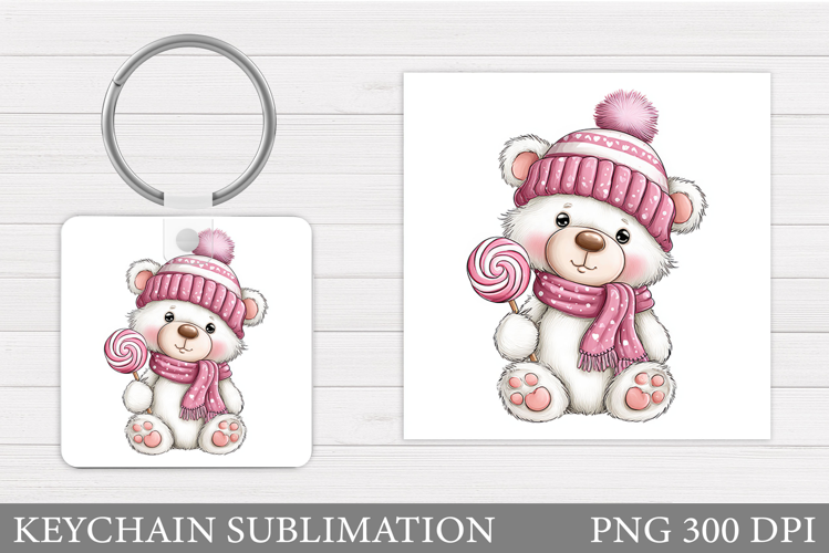 Valentines Bear Keychain. Valentines Keychain Sublimation