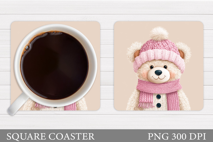 Cute Bear Coaster Design. Christmas Coaster Sublimation