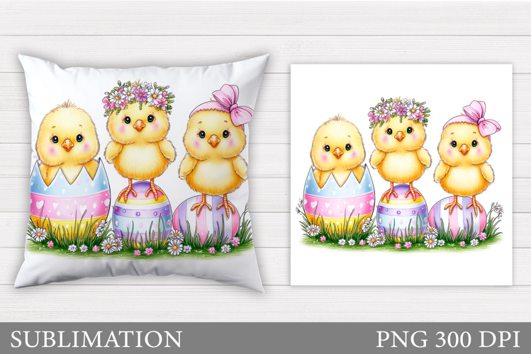 Easter Chick Pillow Sublimation. Easter Pillow Design