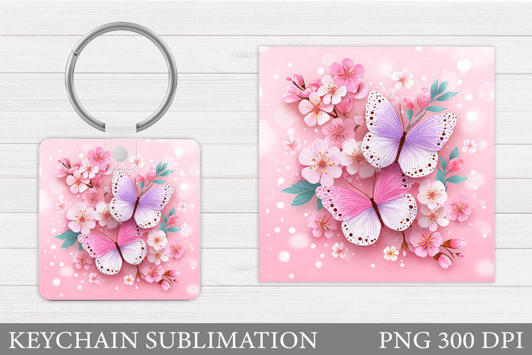 Butterflies Keychain Design. Butterfly Keychain Sublimation