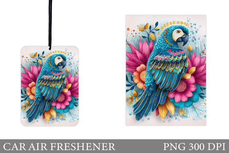 Parrot Car Air Freshener. Tropical Flowers Car Air Freshener